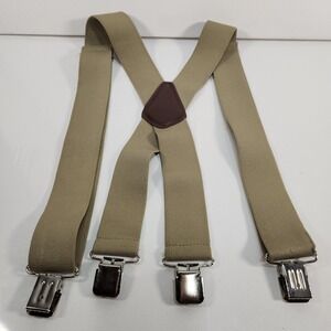 Carhartt Mens Adult Utility Suspenders Navy Clipped 2 Inch Brown Leather